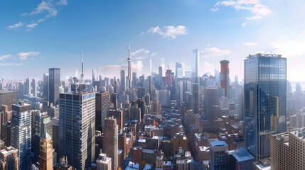 Aerial View of the Skyscrapers of Downtown Toronto