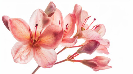 Fabaceae flower blooming in spring, isolated against a white background.