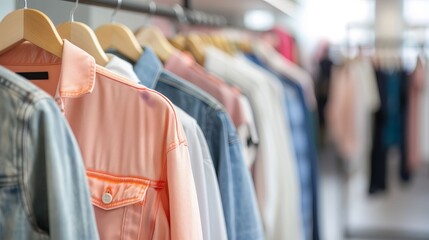 Naklejka premium Shoppers browsing through clothes in a modern retail store, fashion, shopping,