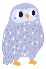 Arctic owl icon. Cute nordic bird drawing