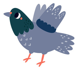 Decorative pigeon drawing. Cute bird kid print