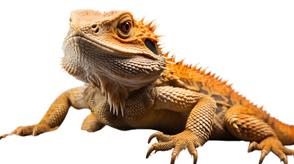 Fototapeta premium Bearded dragon lizzard isolated transparent background.