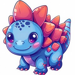 Fototapeta premium Adorable Blue Dinosaur Cartoon Illustration