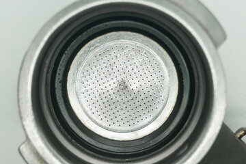 The filter is inserted into the holder, top view. Holder with coffee machine filter