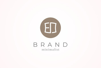 Initial Letter ED Logo, minimalist letter E with D combination in circle, design logo template, vector illustration
