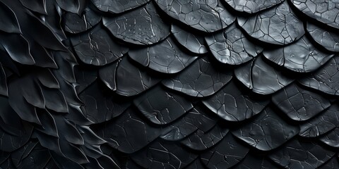 Abstract background with dragon scales and polygonal pattern on black backdrop, geometric shapes, minimalistic design, matte texture.