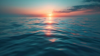 Fototapeta premium Serene Ocean Sunset Reflecting on Tranquil Waters