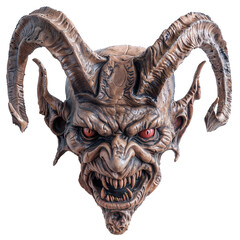 Terrifying Demonic Creature with Horns and Red Eyes Isolated on Transparent Background for Halloween and Horror Themes