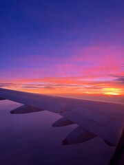 View of the sunrise from an airplane