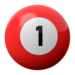 3D Render of Red Billiard Ball Number 1