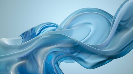 Gracefully flowing abstract shape on serene blue backdrop, exuding fluidity and elegance. Perfect for banners, posters, or website backgrounds. Evokes tranquility and harmony