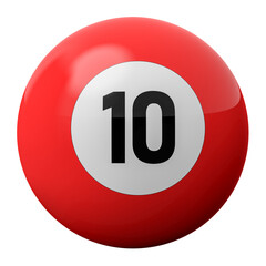 3D Render of Red Billiard Ball Number 10