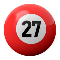 3D Render of Red Billiard Ball Number 27