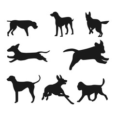 vector illustration of running dog silhouette