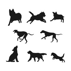 vector illustration of running dog silhouette