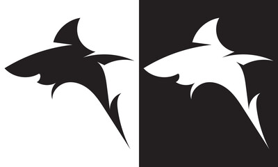 Black And White Shark Icons. Vector illustration. EPS 10