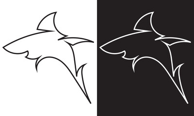 Black And White Shark Icons. Vector illustration. EPS 10