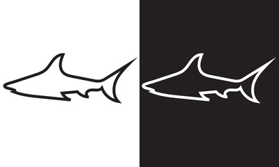 Black And White Shark Icons. Vector illustration. EPS 10