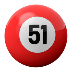 3D Render of Red Billiard Ball Number 51