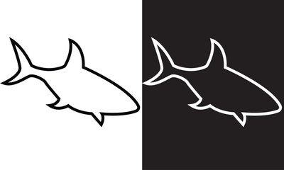 Black And White Shark Icons. Vector illustration. EPS 10