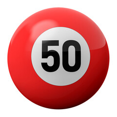 3D Render of Red Billiard Ball Number 50