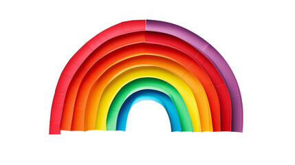 A rainbow made of paper sticks isolated on a transparent background