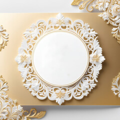 Decorative frame and border , Square, Golden frame on white background