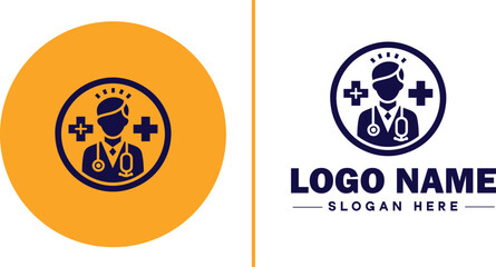 Medical clinic icon Health center Clinic Medical office flat logo sign symbol editable vector