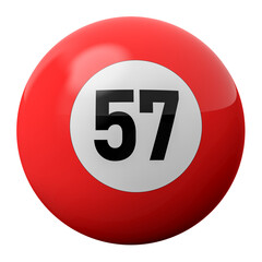 3D Render of Red Billiard Ball Number 57