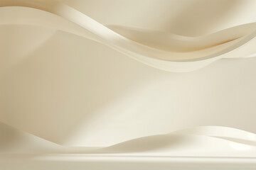 Minimalist Beige 3D Sculpture with Soft Edges and Organic Curves, Flowy fabric, Creamy floating silk, Abstract warm color shape