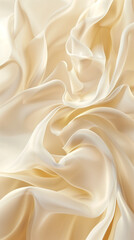 Obraz premium Minimalist Beige 3D Sculpture with Soft Edges and Organic Curves, Flowy fabric, Creamy floating silk, Abstract warm color shape