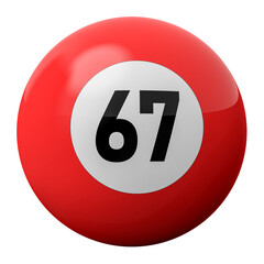 3D Render of Red Billiard Ball Number 67