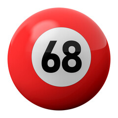 3D Render of Red Billiard Ball Number 68