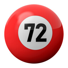 3D Render of Red Billiard Ball Number 72