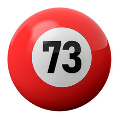 3D Render of Red Billiard Ball Number 73