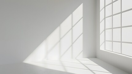 Obraz premium Minimalist White Background: A clean, minimalist white background with soft shadows, perfect for showcasing sleek and modern products. 