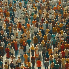 Fototapeta premium Overhead Perspective: Capturing Large Crowds and Gatherings from Above