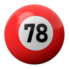 3D Render of Red Billiard Ball Number 78