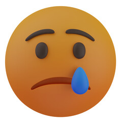 3d render  sad face with tear  illustration