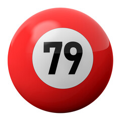 3D Render of Red Billiard Ball Number 79