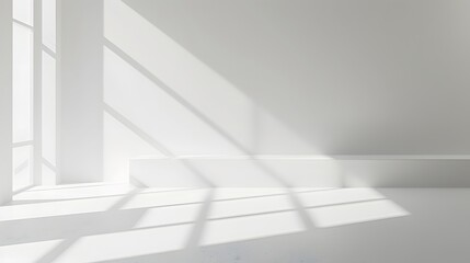 Obraz premium Minimalist White Background: A clean, minimalist white background with soft shadows, perfect for showcasing sleek and modern products. 