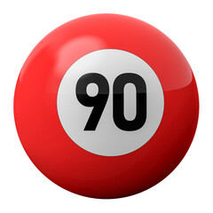 3D Render of Red Billiard Ball Number 90