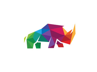 colorful rhinoceros art logo design vector symbol illustration   © Abrastack Stu Design