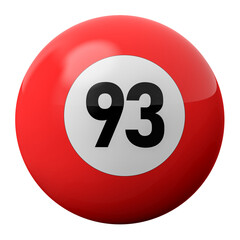 3D Render of Red Billiard Ball Number 93