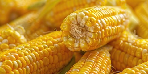 Fresh corn on the cob in a close-up shot