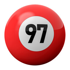 3D Render of Red Billiard Ball Number 97