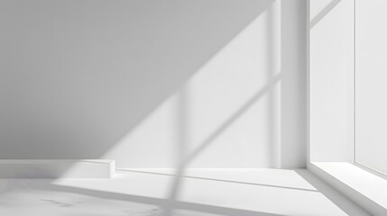 Fototapeta premium Minimalist White Background: A clean, minimalist white background with soft shadows, perfect for showcasing sleek and modern products. 