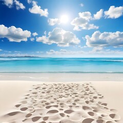 sand beach with blue sky and white sands 