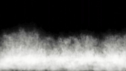 White smoke on black background. Steam texture (PNG Background)
