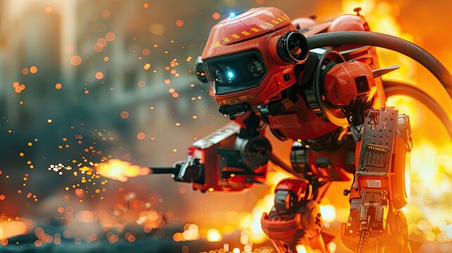Predict the future trend of firefighting robots including advances in materials energy efficiency and integration with smart city infrastructure.
